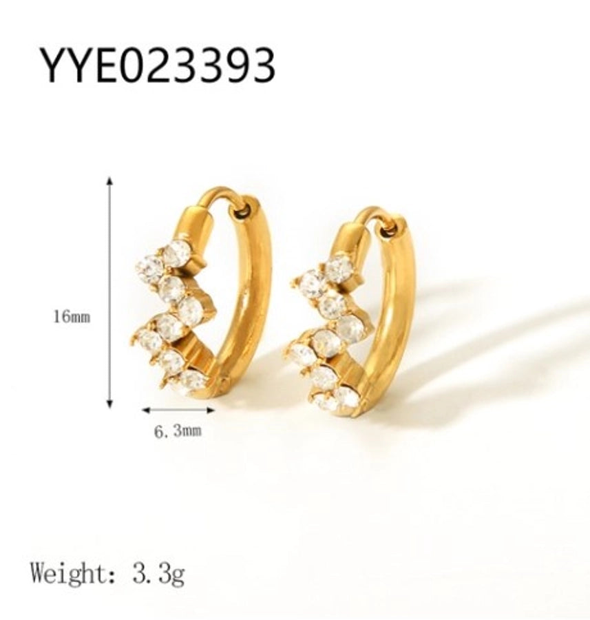 1 Pair Nordic Style French Style Flower Plating Inlay 304 Stainless Steel Rhinestones 18K Gold Plated Hoop Earrings