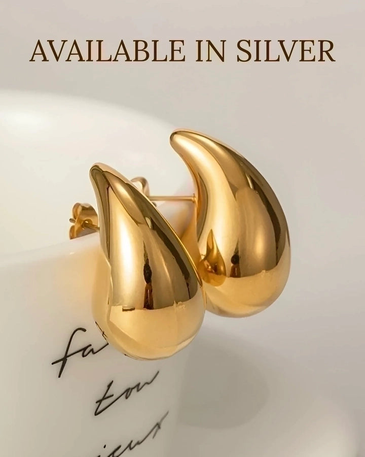 1 Pair Simple Style Water Droplets Plating 304 Stainless Steel 18K Gold Plated Ear Studs