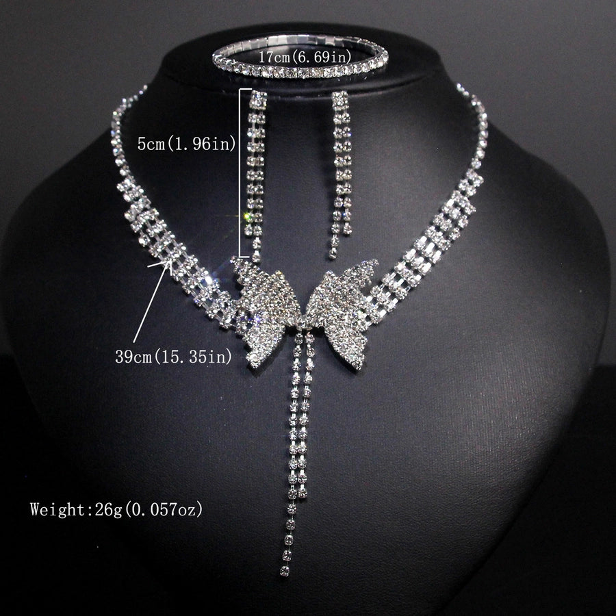Elegant Lady Streetwear Water Droplets Tassel Heart Shape Copper Alloy Plating Inlay Rhinestones Zircon Women's Earrings Necklace Jewelry Set