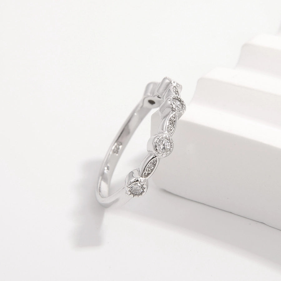 Sterling Silver White Gold Plated Simple Style Classic Style Plating Inlay Infinity Lightning Zircon Rings