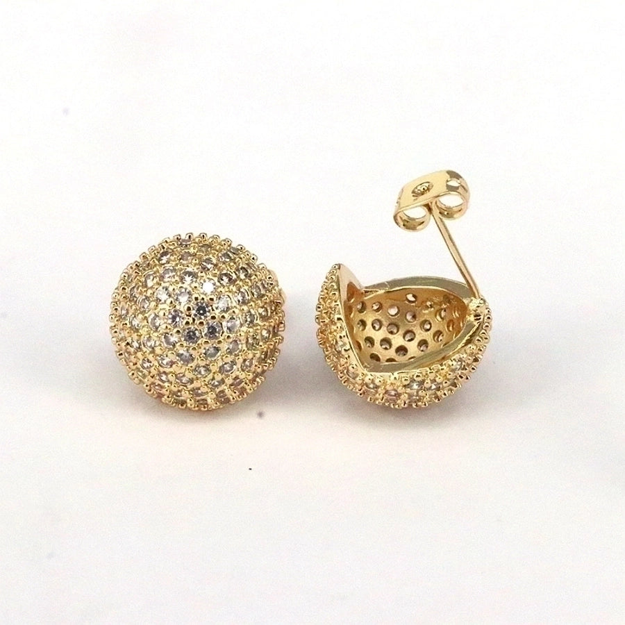1 pair ig style simple style round water droplets heart shape plating inlay copper zircon 18k gold plated silver plated ear studs
