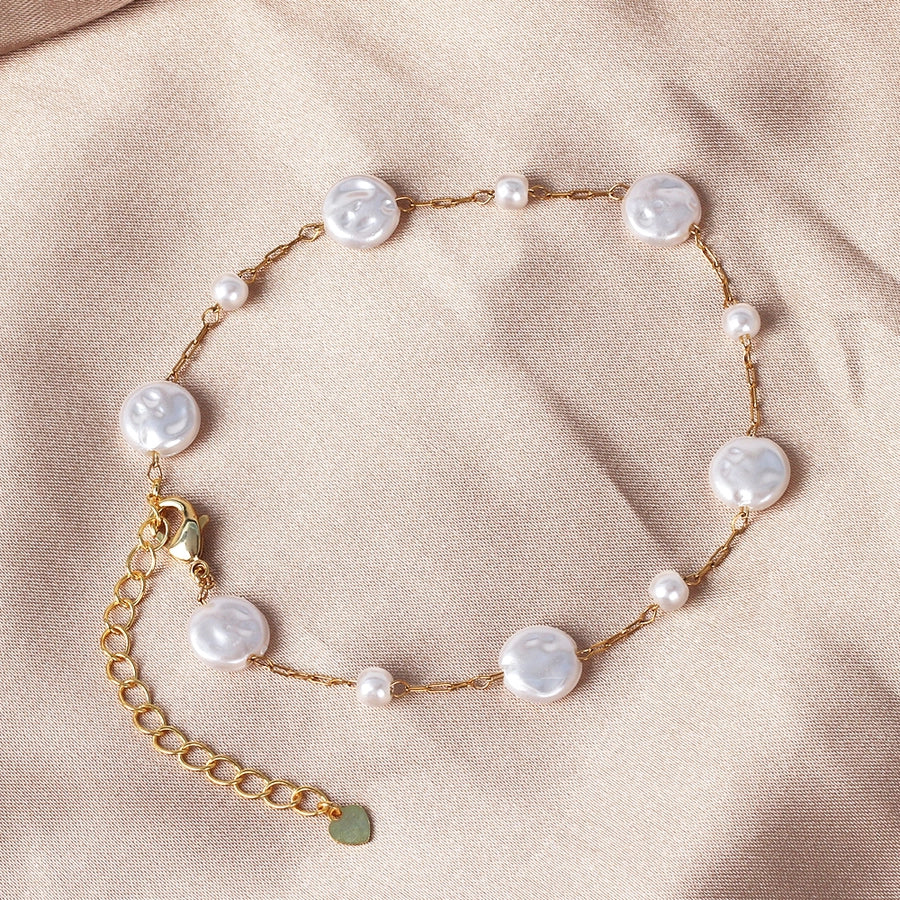 Copper 18K Gold Plated Beaded Geometric Bracelets Necklace