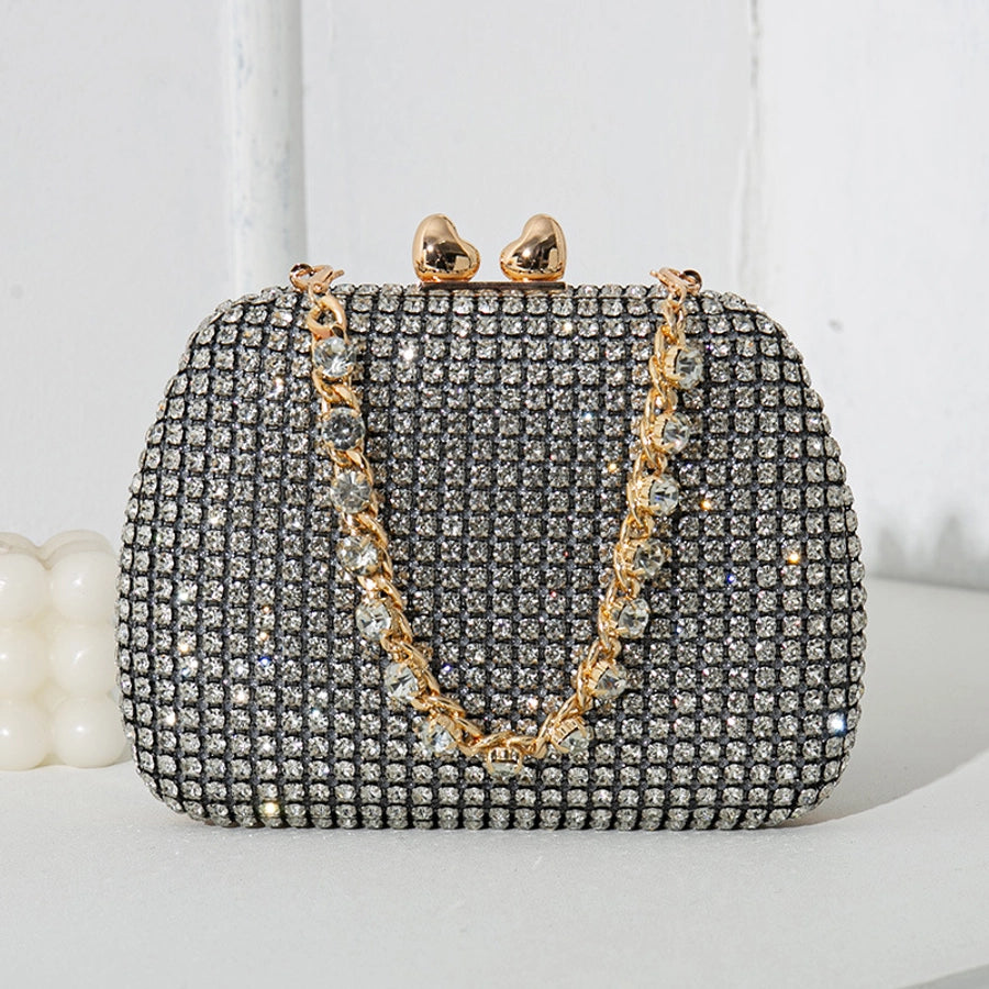Silver Black Red Pu Leather Solid Color Square Evening Bags