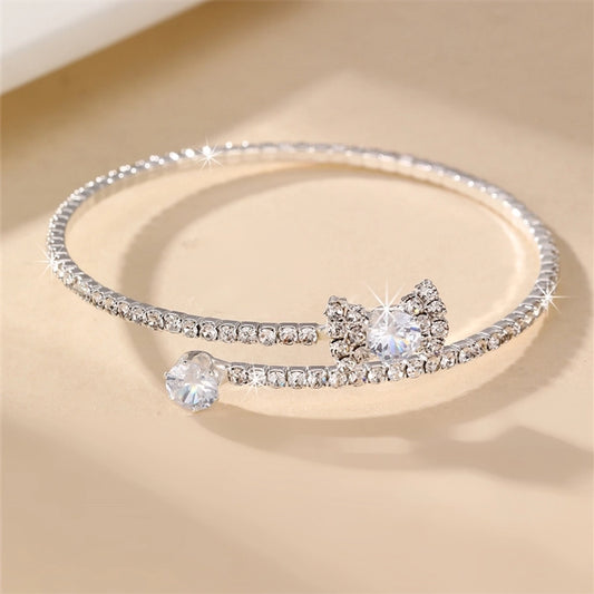 modern style simple style triangle water droplets bow knot artificial gemstones artificial pearl inlay rhinestones pearl women's bangle