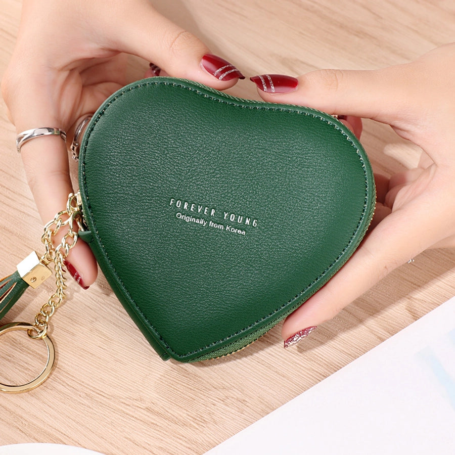 women's solid color pu leather zipper coin purses