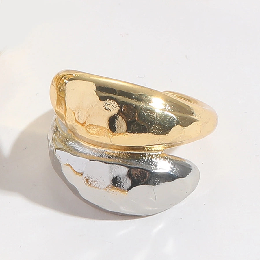 Copper 14K Gold Plated Hollow Out Inlay Heart Shape Zircon Open Rings