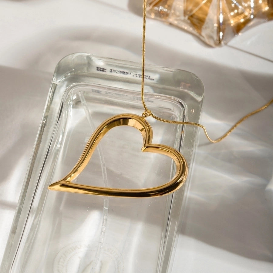 Jewelry IG Style Basic Classic Style Heart Shape 304 Stainless Steel 18K Gold Plated Plating Earrings Necklace