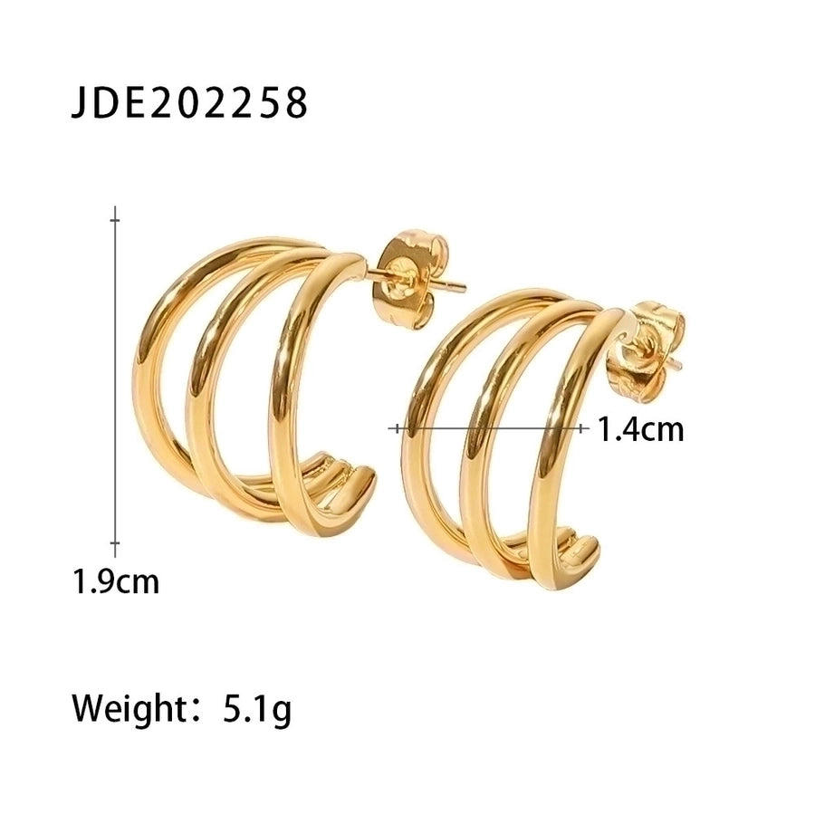 Fashion C Shape Gold Plated 304 Stainless Steel Ear Studs