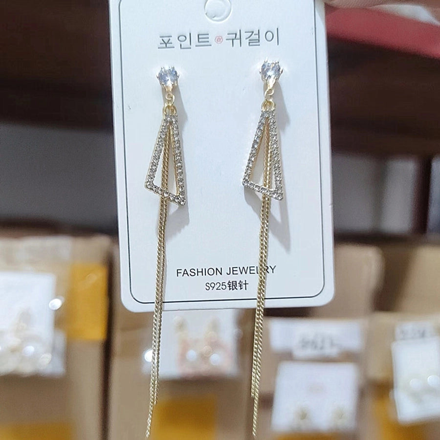 1 pair elegant star tassel heart shape inlay alloy artificial pearls rhinestones glass earrings