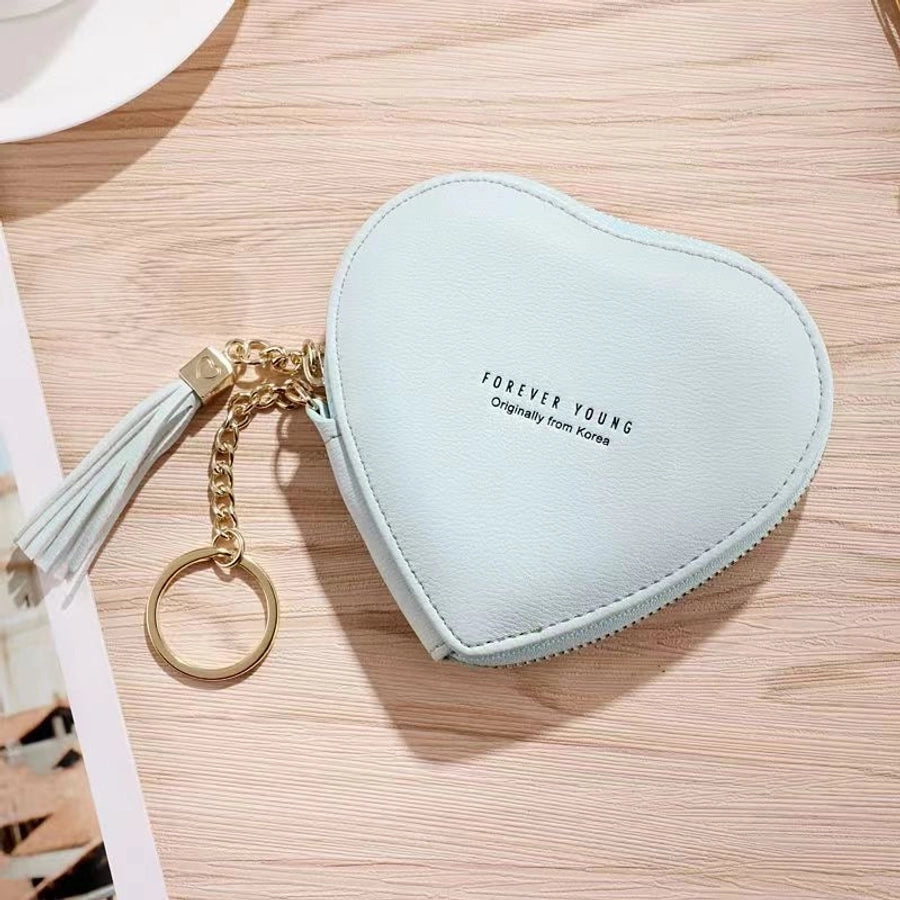 women's solid color pu leather zipper coin purses