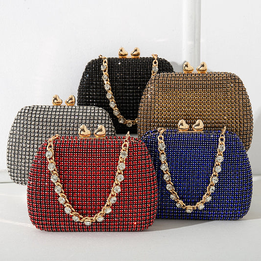 Silver Black Red Pu Leather Solid Color Square Evening Bags