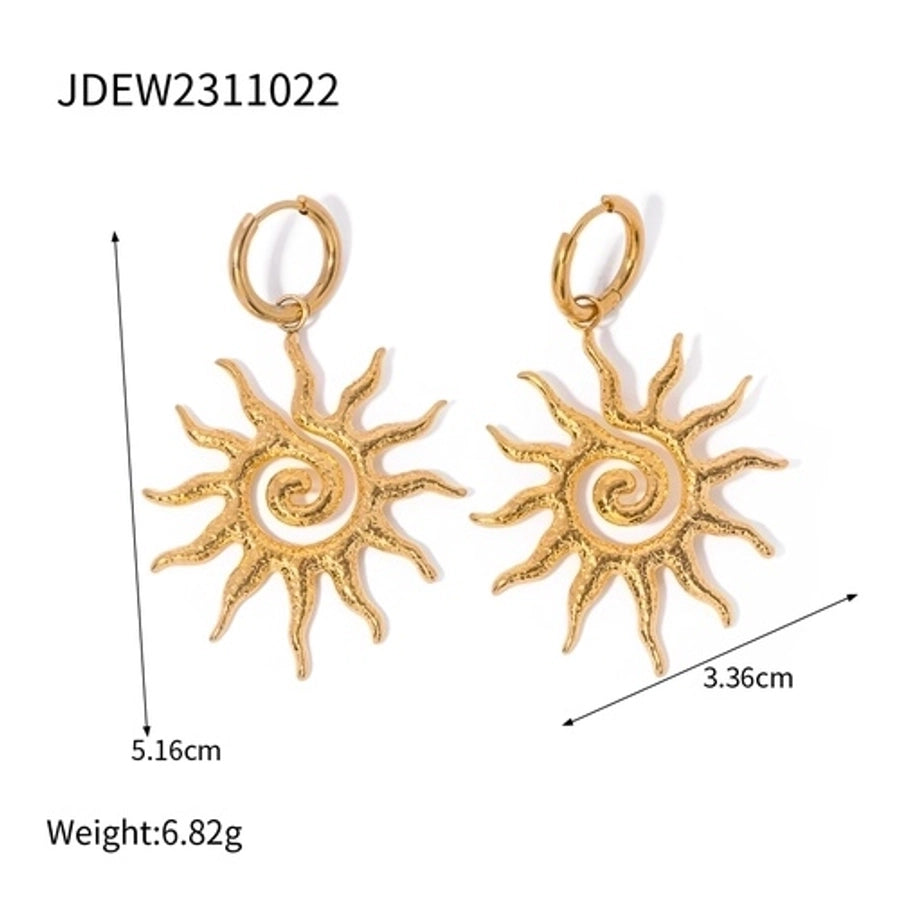 Jewelry IG Style Retro Sun 304 Stainless Steel Plating Earrings Necklace