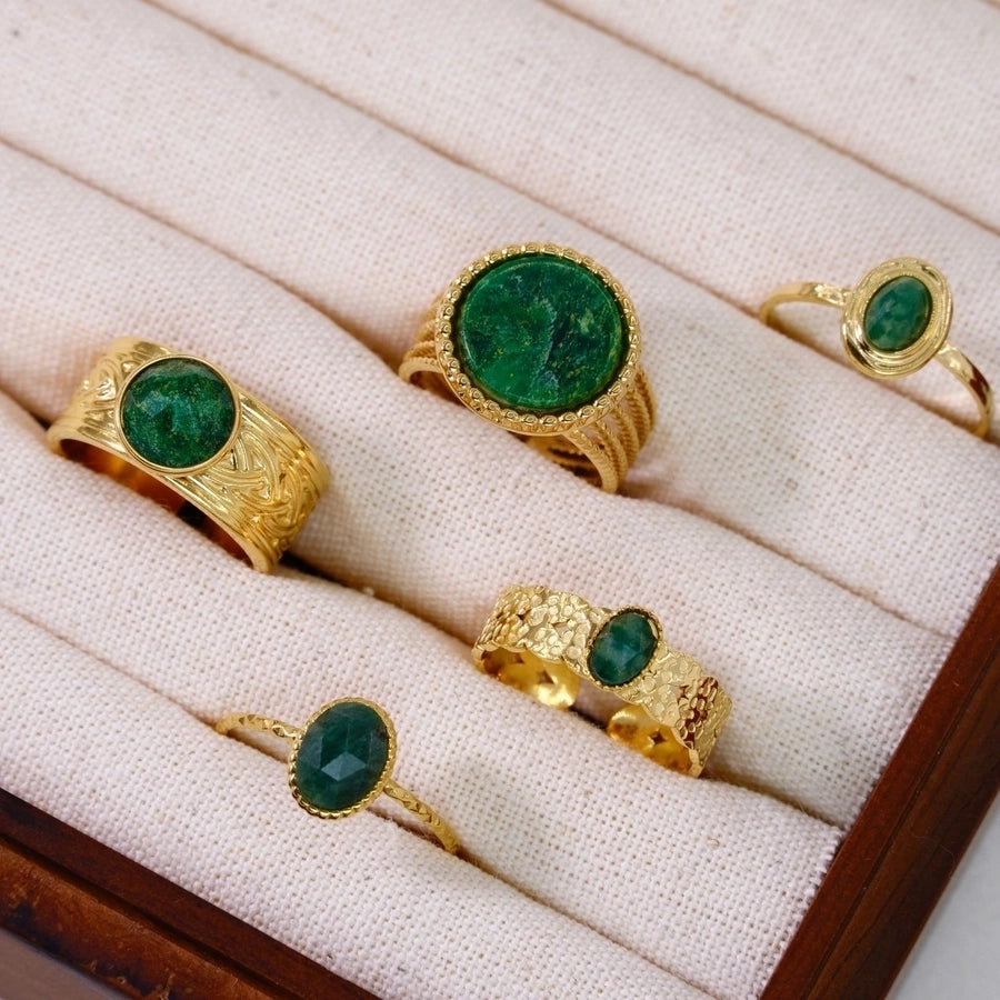 natural stone Titanium Steel IG Style Simple Style Inlay Geometric Natural Stone Rings Necklace