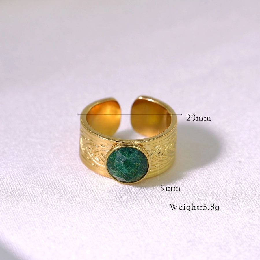 natural stone Titanium Steel IG Style Simple Style Inlay Geometric Natural Stone Rings Necklace