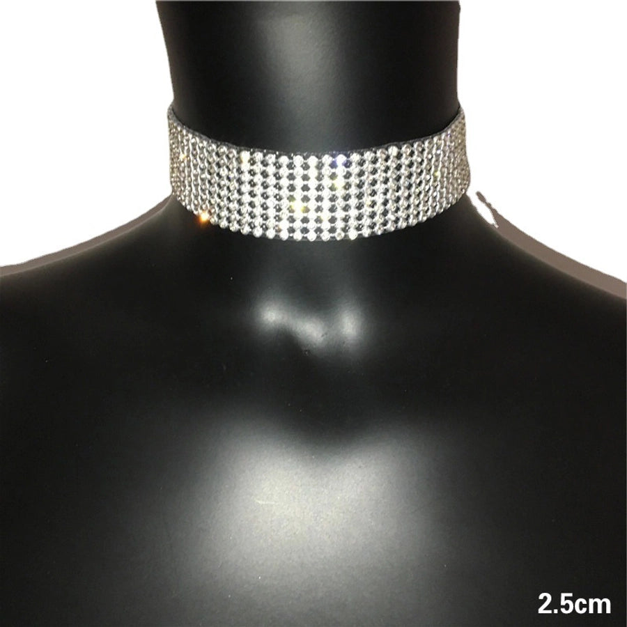ins style streetwear geometric alloy inlay rhinestones women's choker