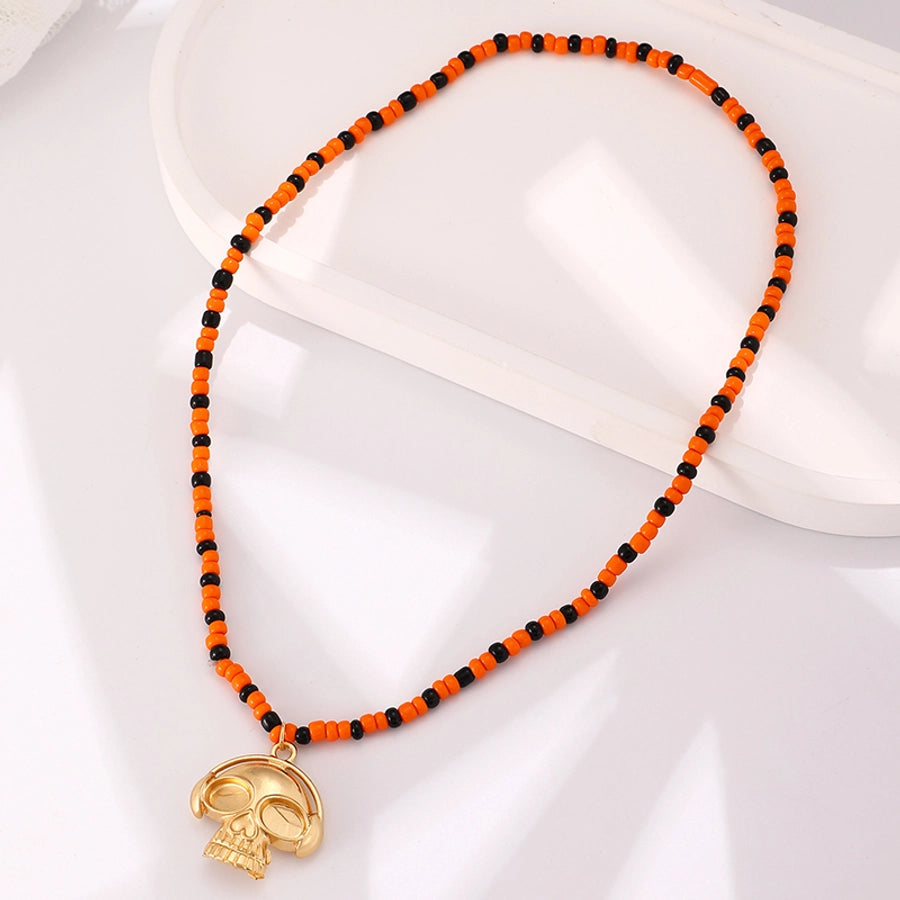 Funny Simple Style Pumpkin Skull Alloy Glass Halloween Women's Bracelets Necklace