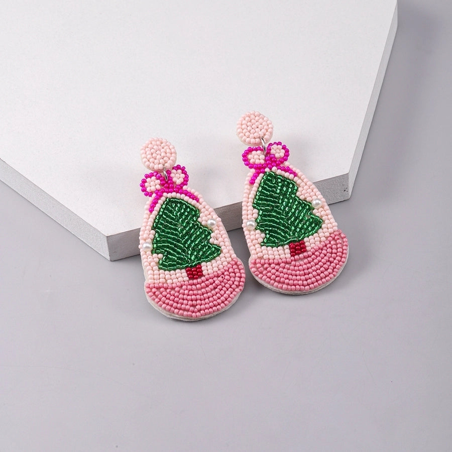 simple style classic style christmas tree inlay plastic cloth glass rhinestones silver plated drop earrings