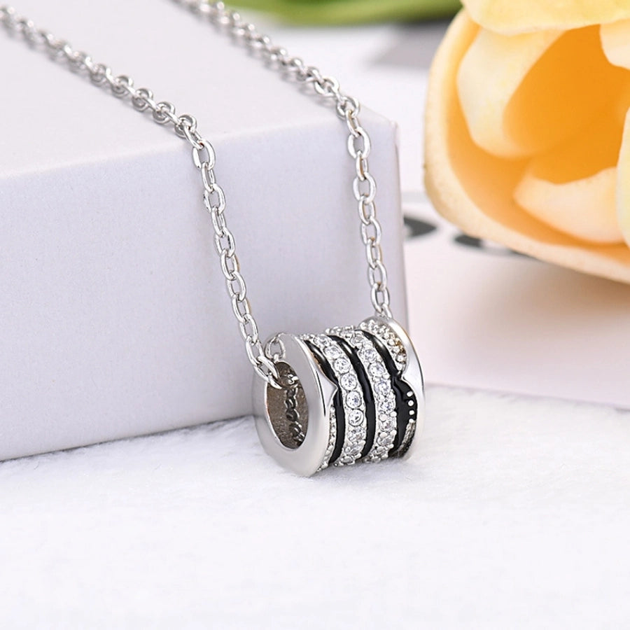 Copper Rose Gold Plated White Gold Plated Inlay Geometric Zircon Pendant Necklace