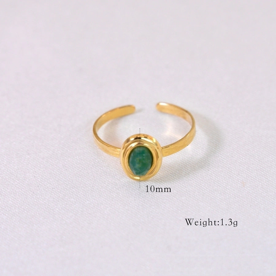 natural stone Titanium Steel IG Style Simple Style Inlay Geometric Natural Stone Rings Necklace