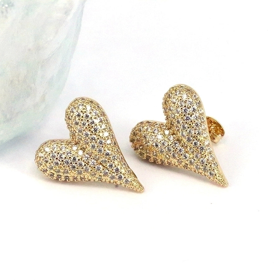1 pair ig style simple style round water droplets heart shape plating inlay copper zircon 18k gold plated silver plated ear studs