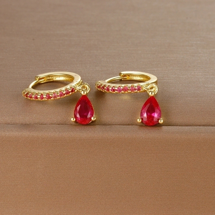 1 pair ig style shiny water droplets plating inlay stainless steel zircon drop earrings