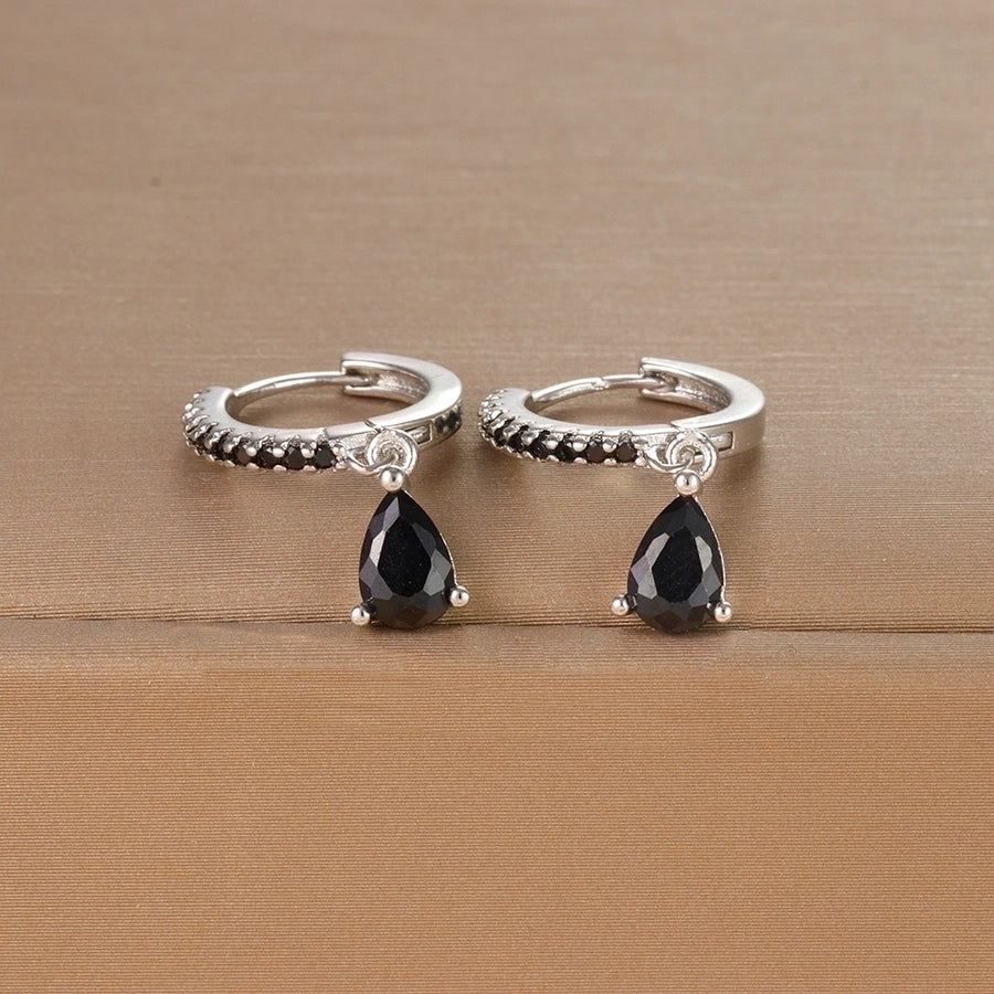 1 pair ig style shiny water droplets plating inlay stainless steel zircon drop earrings