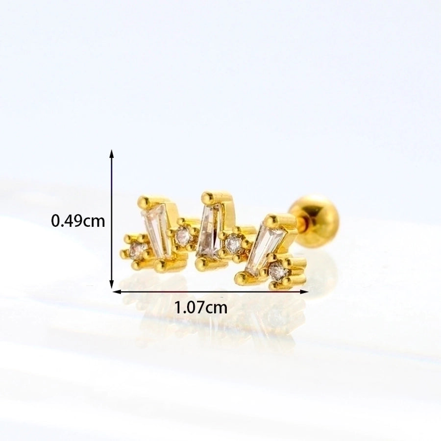 Ear Cartilage Rings & Studs Fashion Geometric 316L Stainless Steel Copper Inlaid Zircon