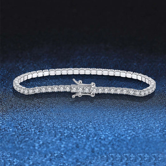 modern style solid color sterling silver inlay zircon tennis bracelet