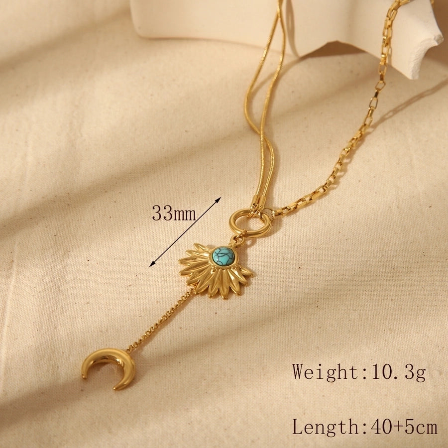 Retro Style Stainless Steel 18K Gold Plating Devil's Eye Pendant Necklace