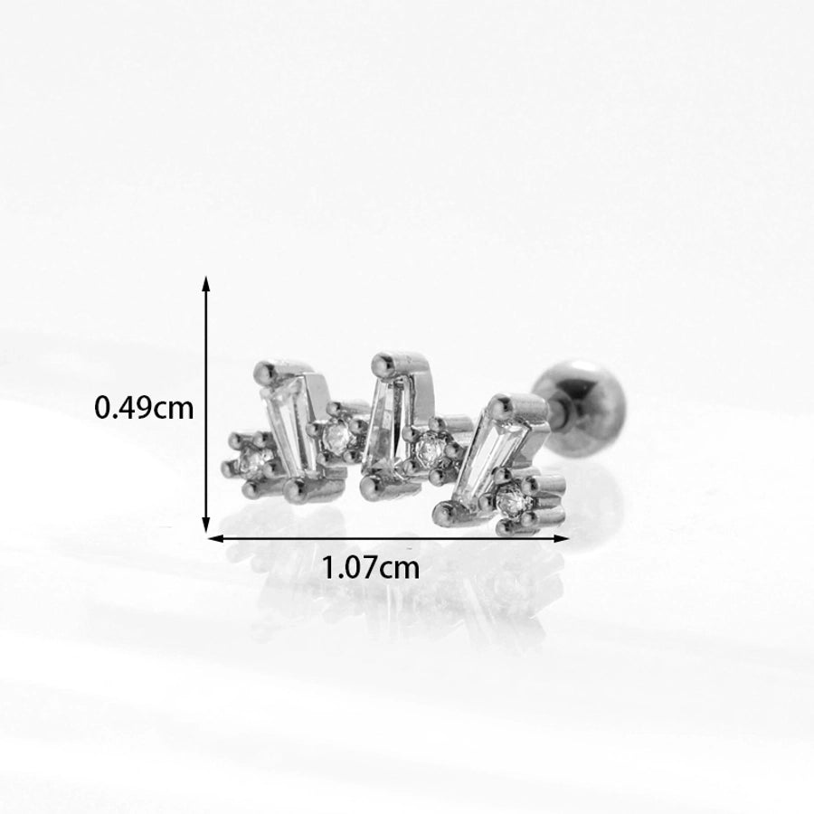Ear Cartilage Rings & Studs Fashion Geometric 316L Stainless Steel Copper Inlaid Zircon