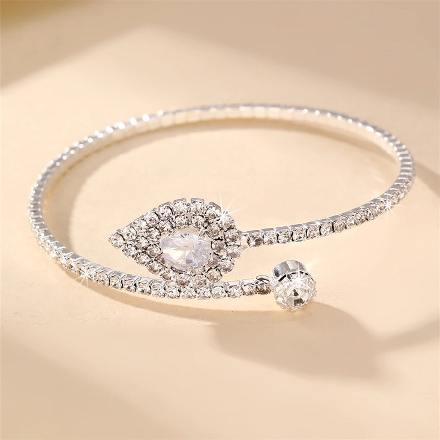 modern style simple style triangle water droplets bow knot artificial gemstones artificial pearl inlay rhinestones pearl women's bangle