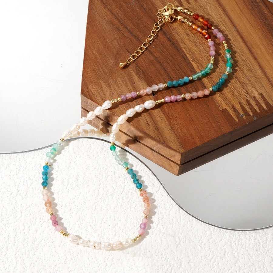 Elegant Simple Style Streetwear Geometric natural stone Mother pearl shellfish Necklace In Bulk