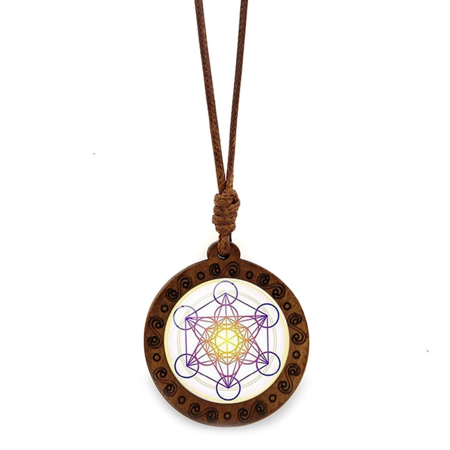 Vintage Style Hexagram Glass Wood rope  Sweater Chain