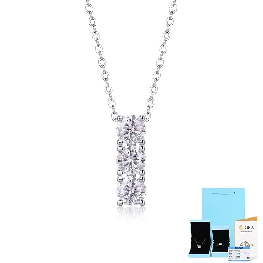 Sterling Silver Moissanite Inlay Geometric GRA Certificate Pendant Necklace