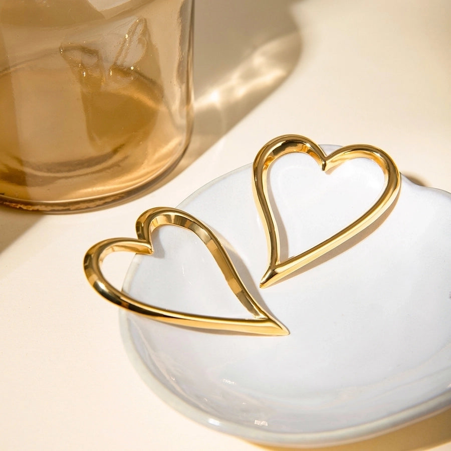 Jewelry IG Style Basic Classic Style Heart Shape 304 Stainless Steel 18K Gold Plated Plating Earrings Necklace