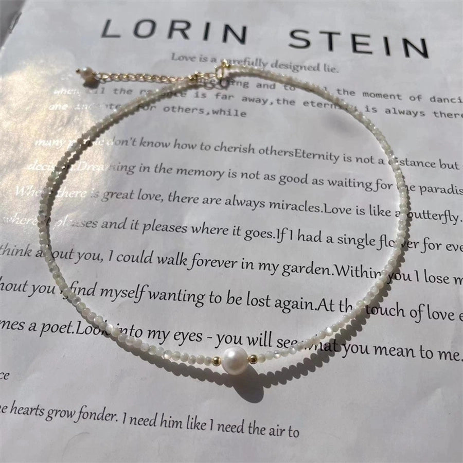 simple style geometric freshwater pearl necklace