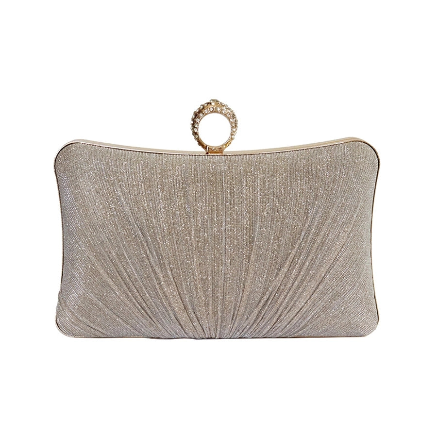 champagne silver black polyester solid color square evening bags