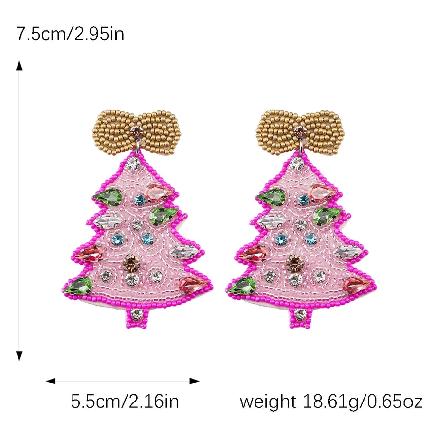 simple style classic style christmas tree inlay plastic cloth glass rhinestones silver plated drop earrings