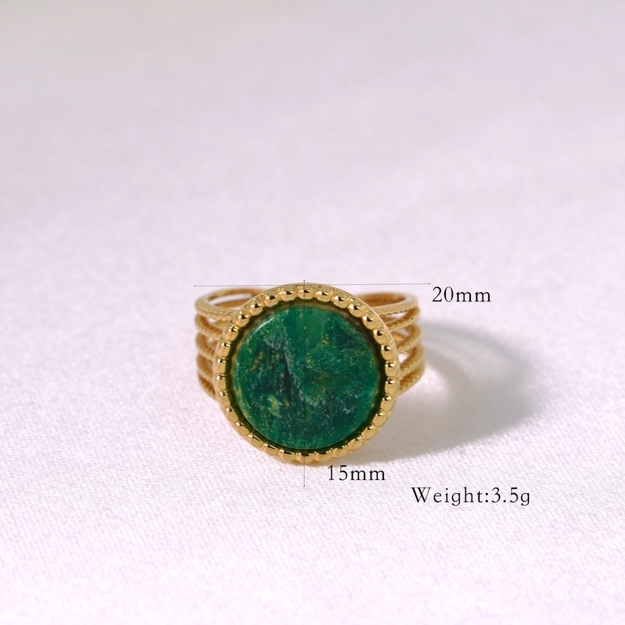 natural stone Titanium Steel IG Style Simple Style Inlay Geometric Natural Stone Rings Necklace