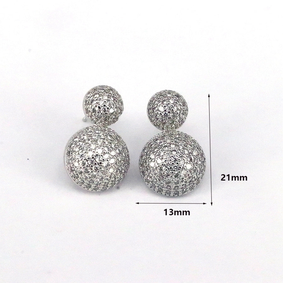 1 pair ig style simple style round water droplets heart shape plating inlay copper zircon 18k gold plated silver plated ear studs