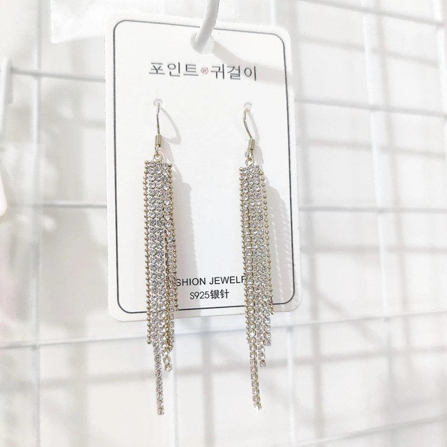 1 pair elegant star tassel heart shape inlay alloy artificial pearls rhinestones glass earrings