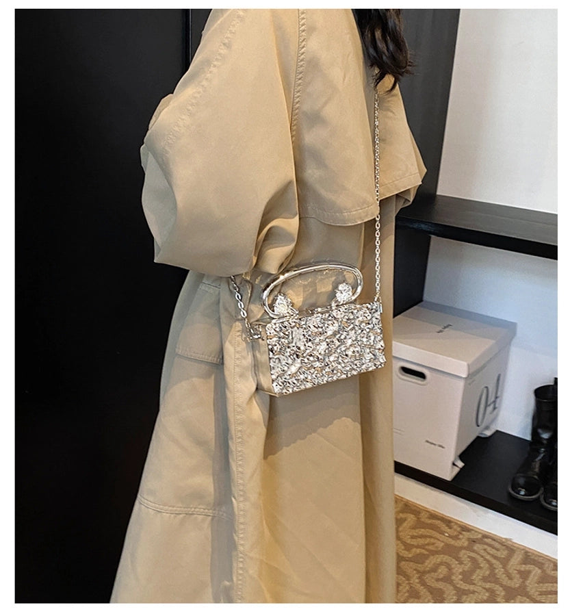 Gold Silver Rose Red Arylic Solid Color Square Evening Bags