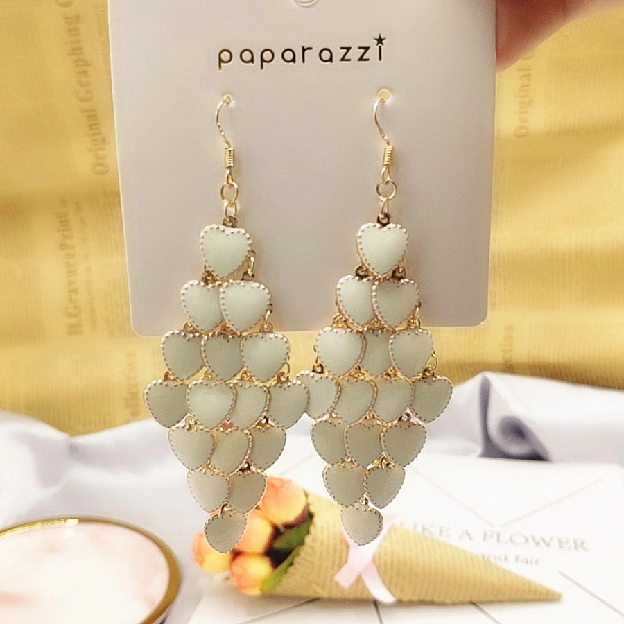 1 pair elegant star tassel heart shape inlay alloy artificial pearls rhinestones glass earrings