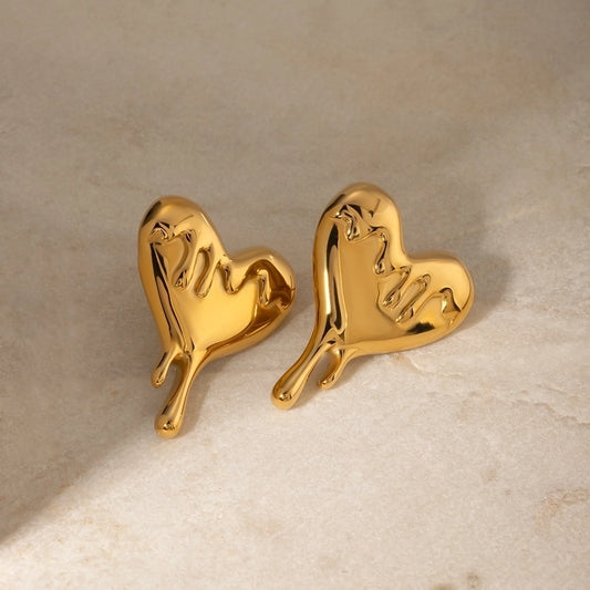 1 Pair French Style Artistic Commute Heart Shape 304 Stainless Steel 18K Gold Plated Ear Studs