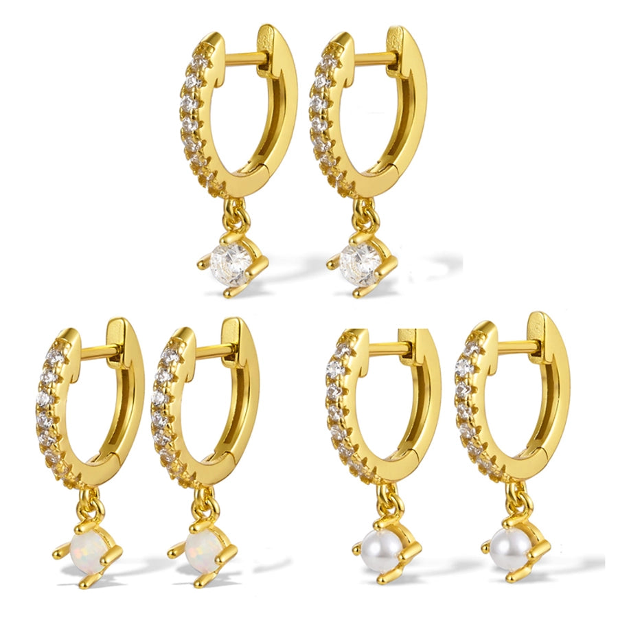1 pair cute luxurious queen solid color plating inlay sterling silver zircon 18k gold plated drop earrings