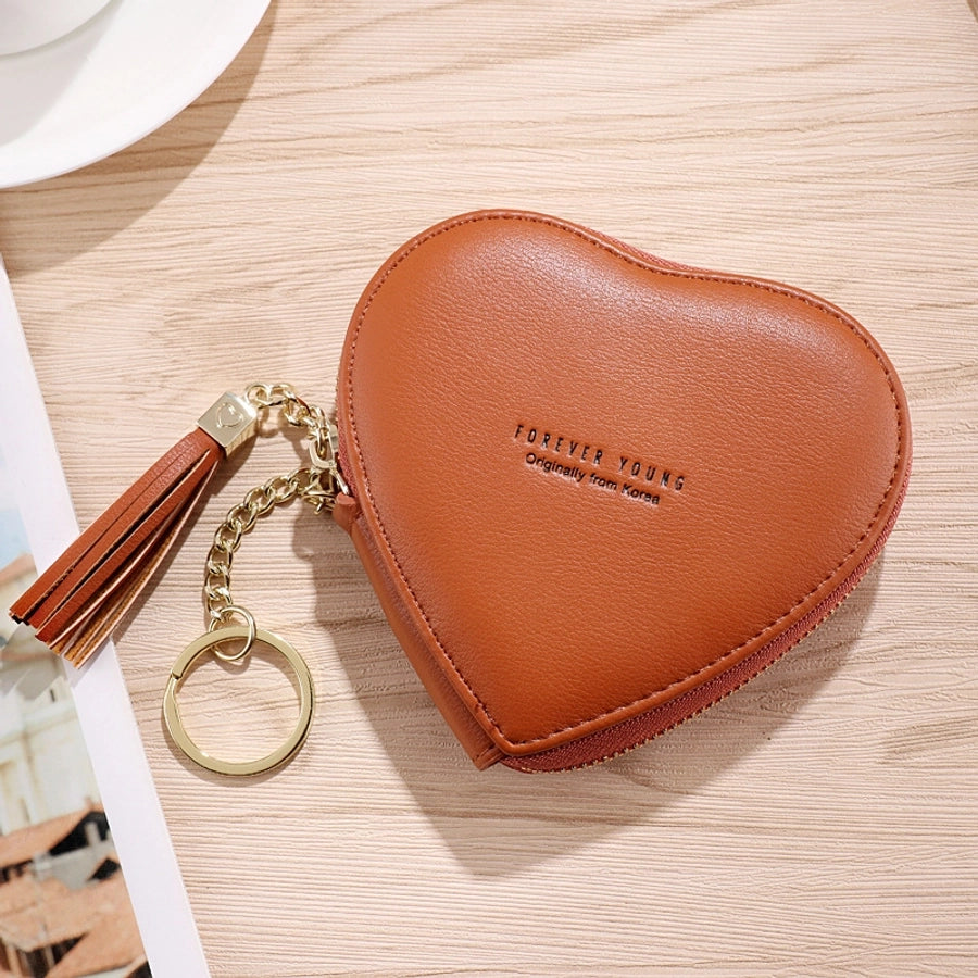 women's solid color pu leather zipper coin purses