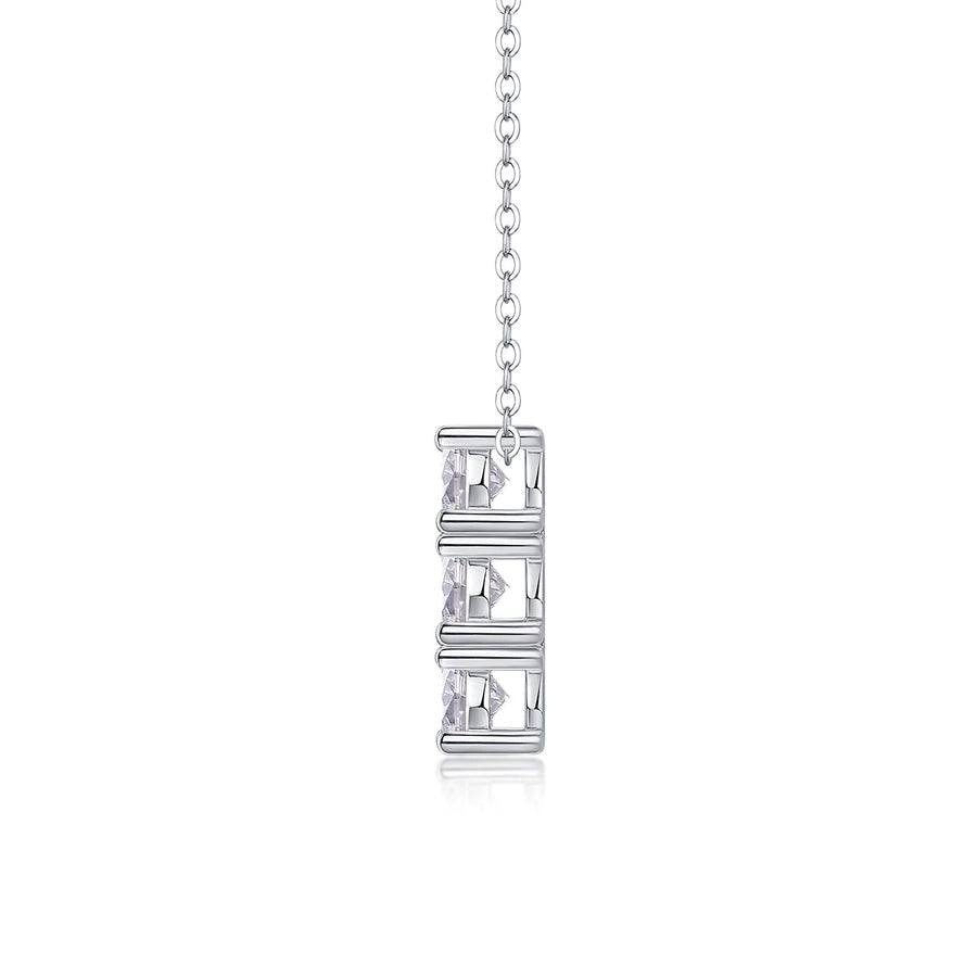 Sterling Silver Moissanite Inlay Geometric GRA Certificate Pendant Necklace