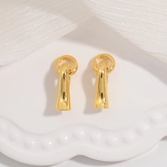 1 Piece 7.8*20.5mm Sterling Silver 22K Gold Plated Solid Color Polished Jewelry Buckle