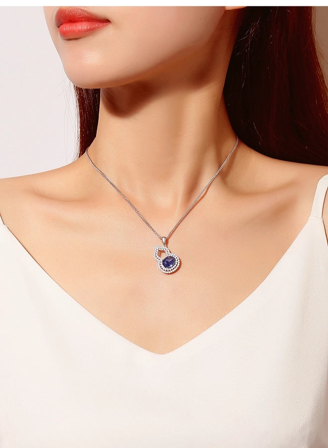 Simple Style Shiny Gourd Lab-grown Diamonds High Carbon Diamond Sterling Silver Pendant Necklace