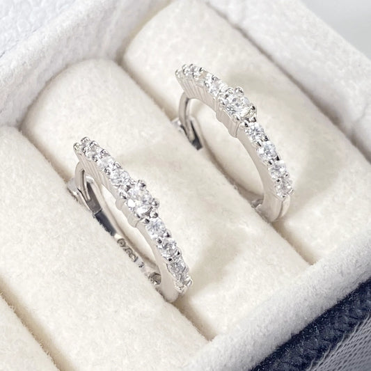 Foxi Classic Look round Zircon Inlaid 925 Sterling Silver Material Women's Gold Plated Ear Ring